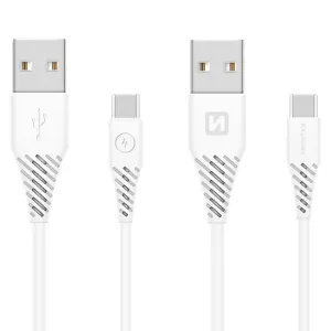 Swissten Data kábel Textile USB / USB-C 1.5 m, fehér