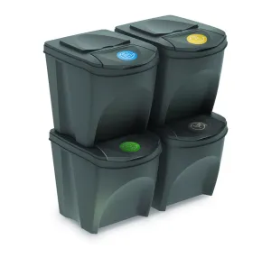 Sortibox Szelektív hulladékgyűjtő kosarak, szürke, 25 l, 4 db IKWB20S4  405U #1215879