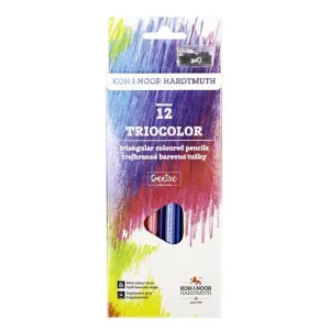 Háromszögletű színes ceruzák hegyezővel Triocolor 12 db (színes ceruzák)