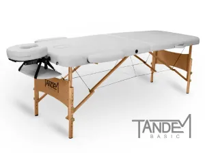 TANDEM Basic-2 összecsukható és hordozható favázas masszázságy Szín: fehér