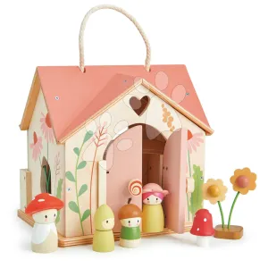 Fa erdei házikó Rosewood Cottage Tender Leaf Toys hintával kerttel és  4 figurával