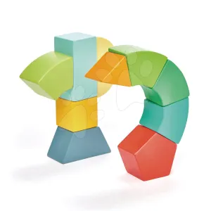 Fa mágneses építőjáték Primary Magblocs Tender Leaf Toys 10 természetes geometriai alakzattal táskában