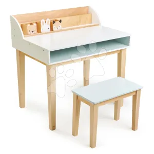 Fa asztal székkel Desk and Chair Tender Leaf Toys tárolórésszel és 3 állatkás tárolódobozzal