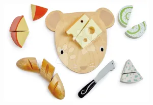 Fa vágódeszka sajttal Cheese Chopping Board Tender Leaf Toys késsel a szeleteléshez 24 hó-tól