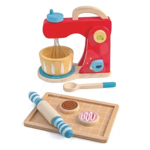 Fa mixer hanggal Baker's Mixing Tender Leaf Toys 7 darabos készlet konyhai eszközökkel és sütikkel