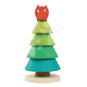Fa kirakós karácsonyfa bagollyal Stacking Fir Tree Tender Leaf Toys 4 karikával 18 hó-tól