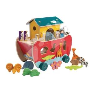 Fa Noé bárkája Noah's Shape Sorter Ark Tender Leaf Toys 23 darabos figurákkal szétszedhető 18 hó-tól