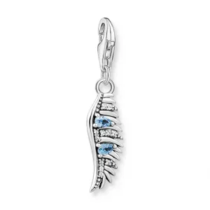 THOMAS SABO charm medál Feather with blue stones silver  medál 1905-644-1