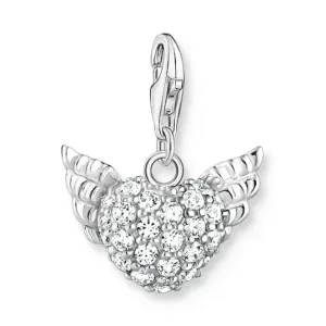 THOMAS SABO Winged heart white stones silver charm medál  medál 0626-051-14