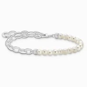 THOMAS SABO charm karkötő White pearls and chain link  karkötő A2098-082-14 #717760