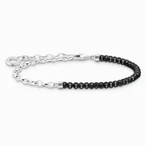 THOMAS SABO charm karkötő Black onyx beads and chain links  karkötő A2100-130-11 #717777