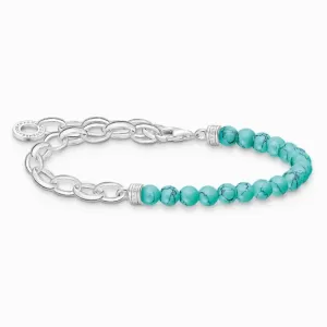 THOMAS SABO charm karkötő Turquoise beads and chain links silver  karkötő A2098-404-17 #717759