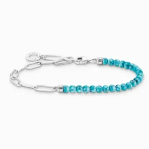 THOMAS SABO charm karkötő Turquoise beads and chain links silver  karkötő A2099-404-17 #717772