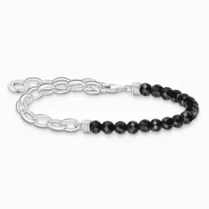 THOMAS SABO charm karkötő Black onyx beads and chain links  karkötő A2098-130-11 #1092462