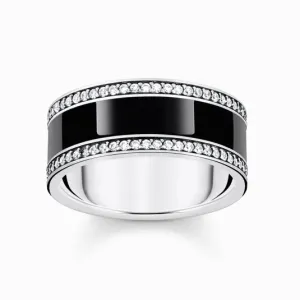 THOMAS SABO gyűrű Band ring with black enamel and zirconia  gyűrű TR2446-691-11 #1311006