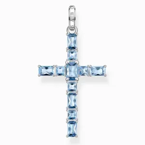 THOMAS SABO medál Cross with aquamarine-coloured stones  medál PE939-009-1
