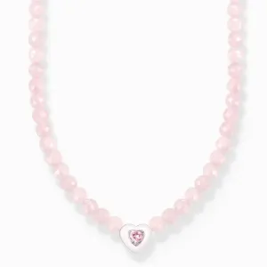 THOMAS SABO nyaklánc Heart with beads of rose quartz  nyaklánc KE2181-035-9