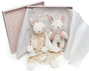 Rongybaba nyuszik Baby Threads Cream Bunny Gift Set ThreadBear krémszínű puha pamutból ajándékcsomagolásban 0 hó-tól