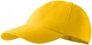 6-paneles baseball sapka, sárga, állítható
