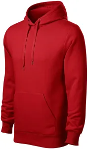Férfi pulóver kapucnival cipzár nélkül, piros, S