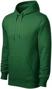 Férfi pulóver kapucnival cipzár nélkül, üveg zöld, M