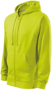Férfi pulóver kapucnival, zöldcitrom, XL