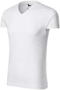 MALFINI Férfi póló Slim Fit V-neck - Fehér | M