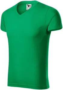 MALFINI Férfi póló Slim Fit V-neck - Középzöld | XXL
