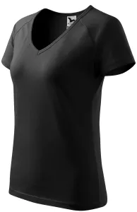 Kúpos női póló raglán ujjú, fekete, 3XL
