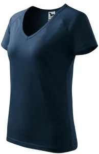Kúpos női póló raglán ujjú, sötétkék, XL