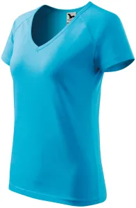 Kúpos női póló raglán ujjú, türkiz, XL