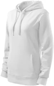 Női elegáns pulóver kapucnival, fehér / fehér, 2XL #652295