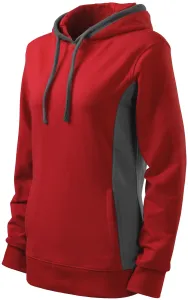 Női elegáns pulóver kapucnival, piros, M