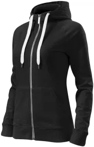 Női kontrasztos pulóver kapucnival, fekete, 2XL #286640