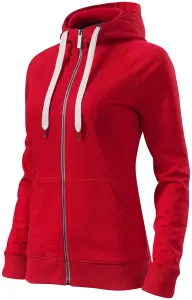 Női kontrasztos pulóver kapucnival, formula red, 2XL