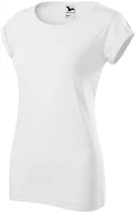 Női póló feltekert ujjú, fehér, XL