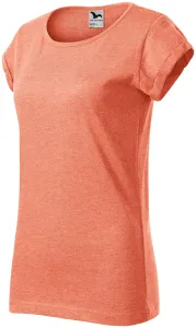 Női póló feltekert ujjú, narancs márvány, XL