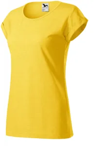 Női póló feltekert ujjú, sárga márvány, XS #653407