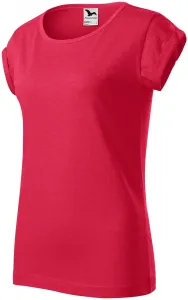 Női póló feltekert ujjú, vörös márvány, XL