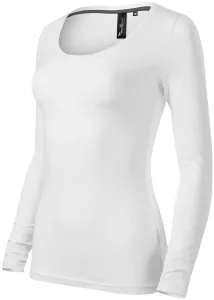 Női póló hosszú ujjú és mélyebb nyakkivágással, fehér, XS #653747