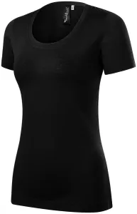 Női póló merinó gyapjúból, fekete, 2XL