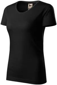Női póló, texturált organikus pamut, fekete, XS