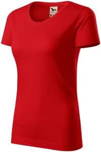 Női póló, texturált organikus pamut, piros, L