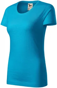 Női póló, texturált organikus pamut, türkiz, M