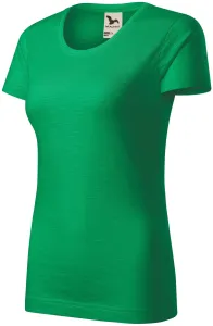 Női póló, texturált organikus pamut, zöld fű, M #655296