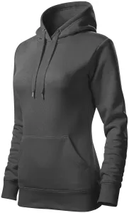 Női pulóver kapucnival cipzár nélkül, acélszürke, 2XL #690370