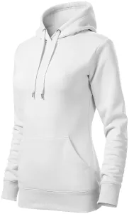 Női pulóver kapucnival cipzár nélkül, fehér, 2XL #291000