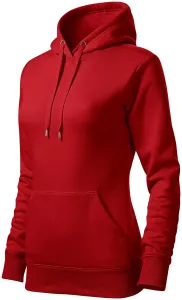 Női pulóver kapucnival cipzár nélkül, piros, XS #654744
