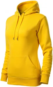 Női pulóver kapucnival cipzár nélkül, sárga, XL
