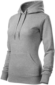 Női pulóver kapucnival cipzár nélkül, sötétszürke márvány, XL